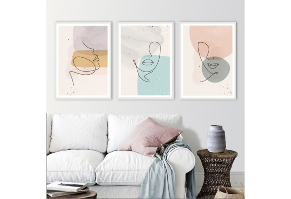 ÇERÇEVELİ ÜÇLÜ ABSTRACT TABLO SETİ